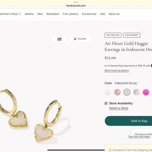 Kendra Scott Gold Heart Earrings with Iridescent Drusy